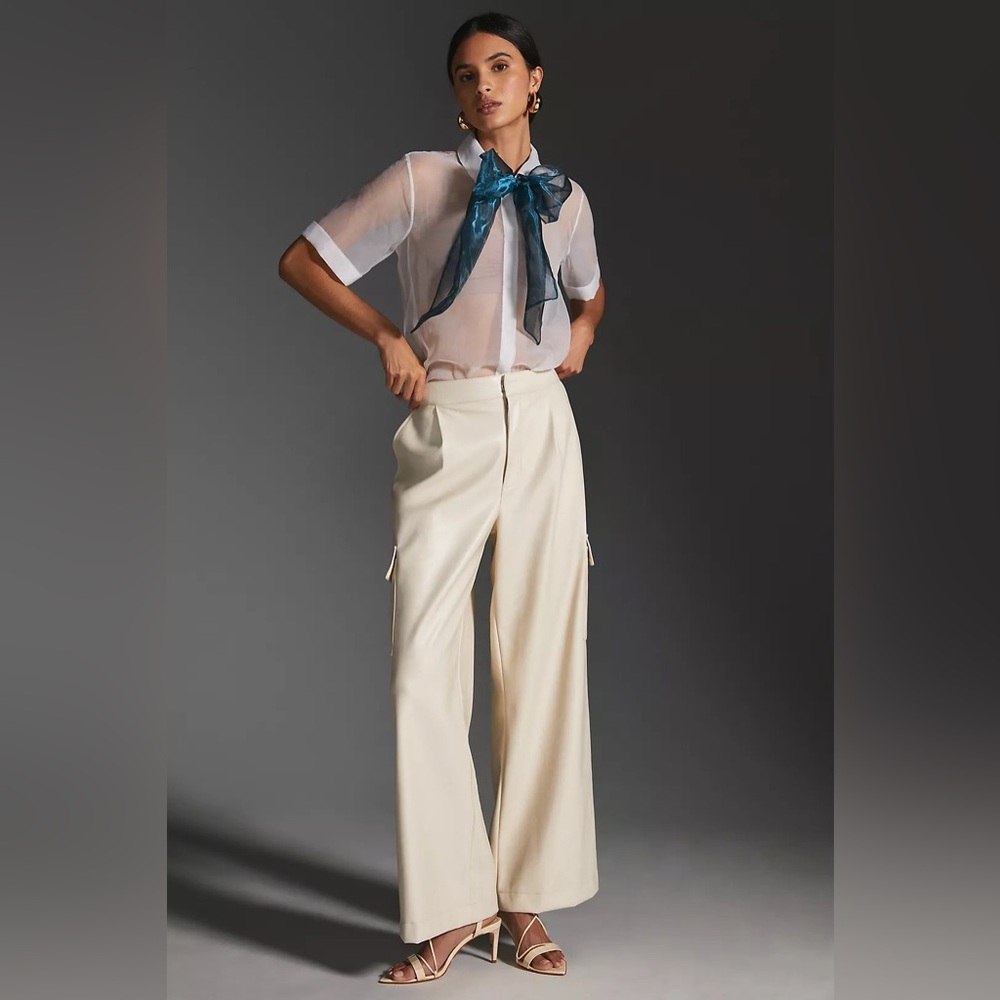 Anthropologie Avec Les Filles Faux Leather Wide-Leg Pants Size Medium‎